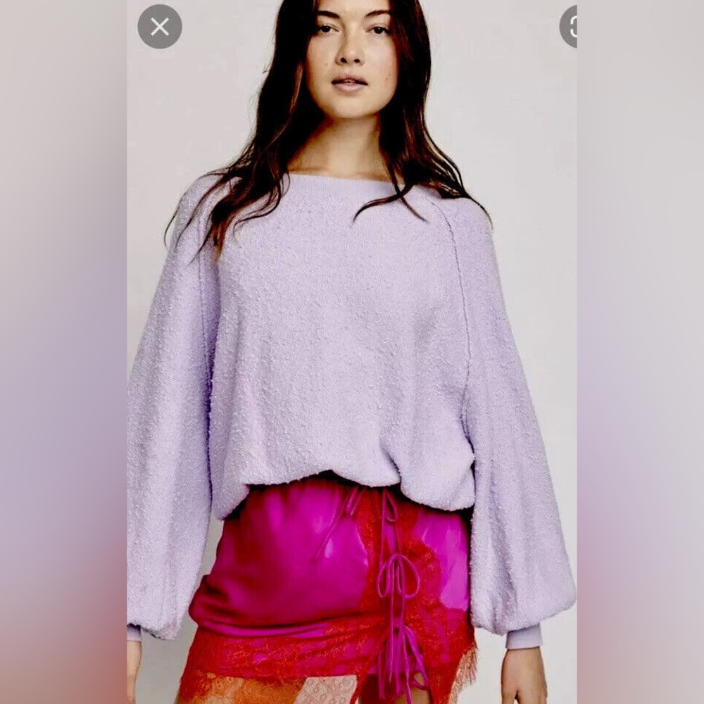 Free People Found My Friend Boucle Lilac Pullover Sweater Size Small